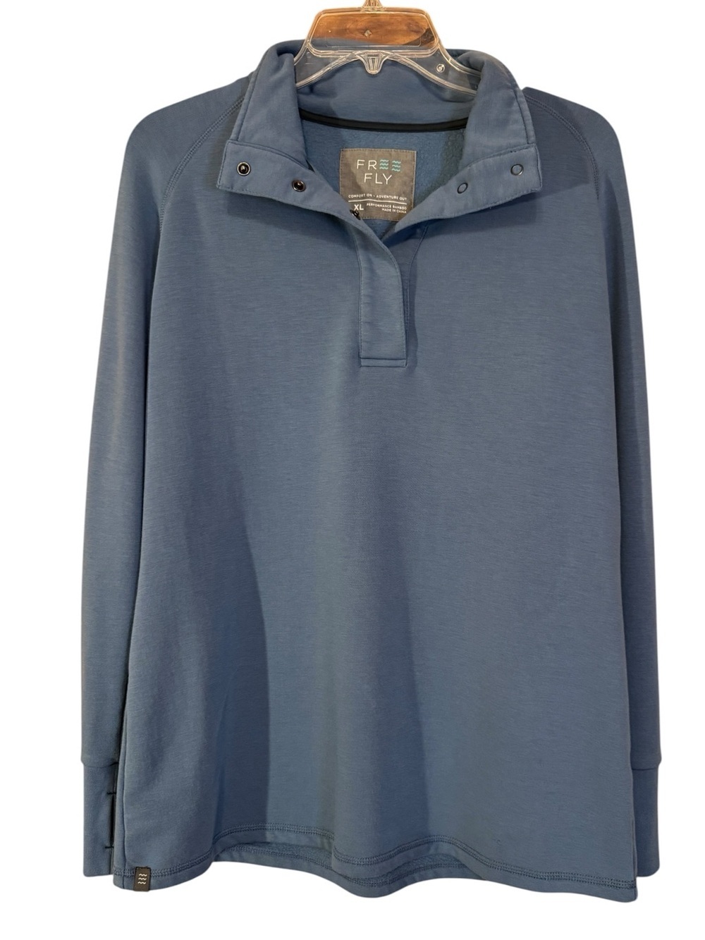 Free Fly Performance Bamboo Snap Mock Neck Pullover Blue Women’s XL